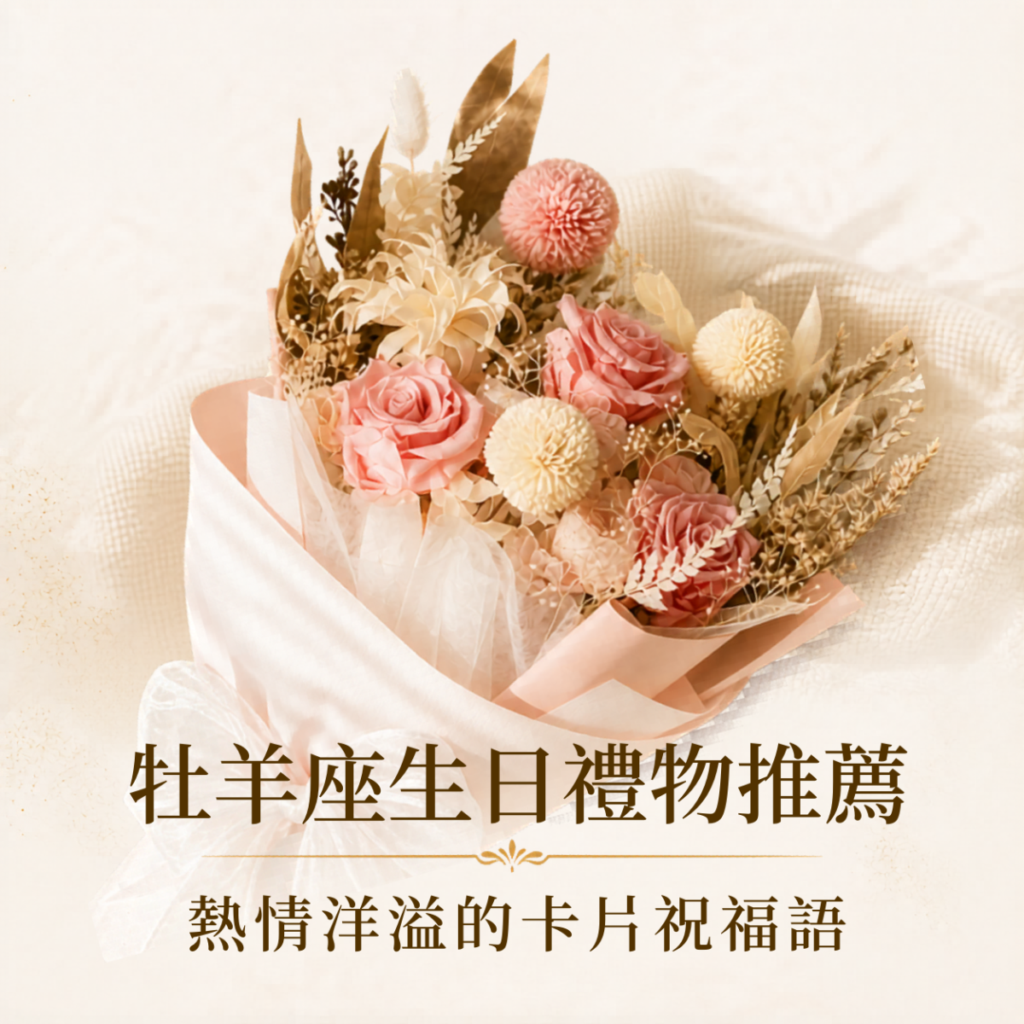 牡羊座生日寫什麼祝福，整理10句生日卡片祝福語與5款驚喜永生花禮，適合熱情直率、喜歡驚喜的牡羊座。